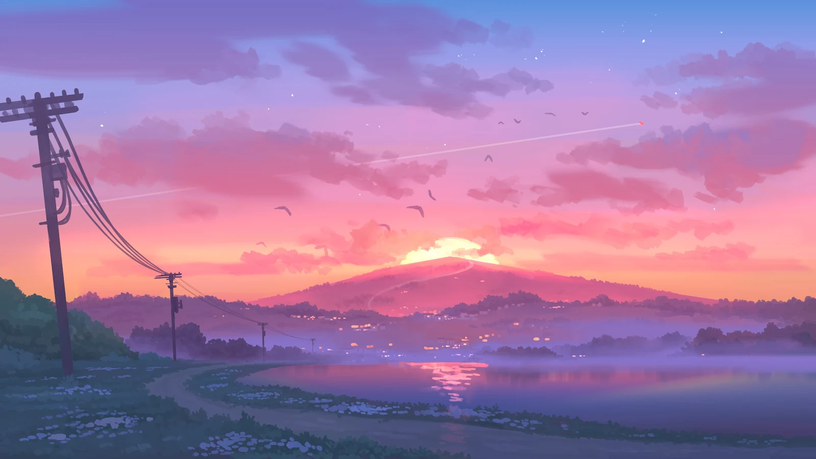 Artwork, Nature, Sunset, Lake, Digital Art 4K Desktop, iPhone Wallpaper Background