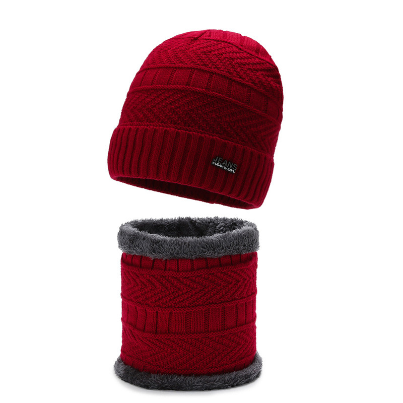 Winter knitted hat with neck warmer, 2-piece set