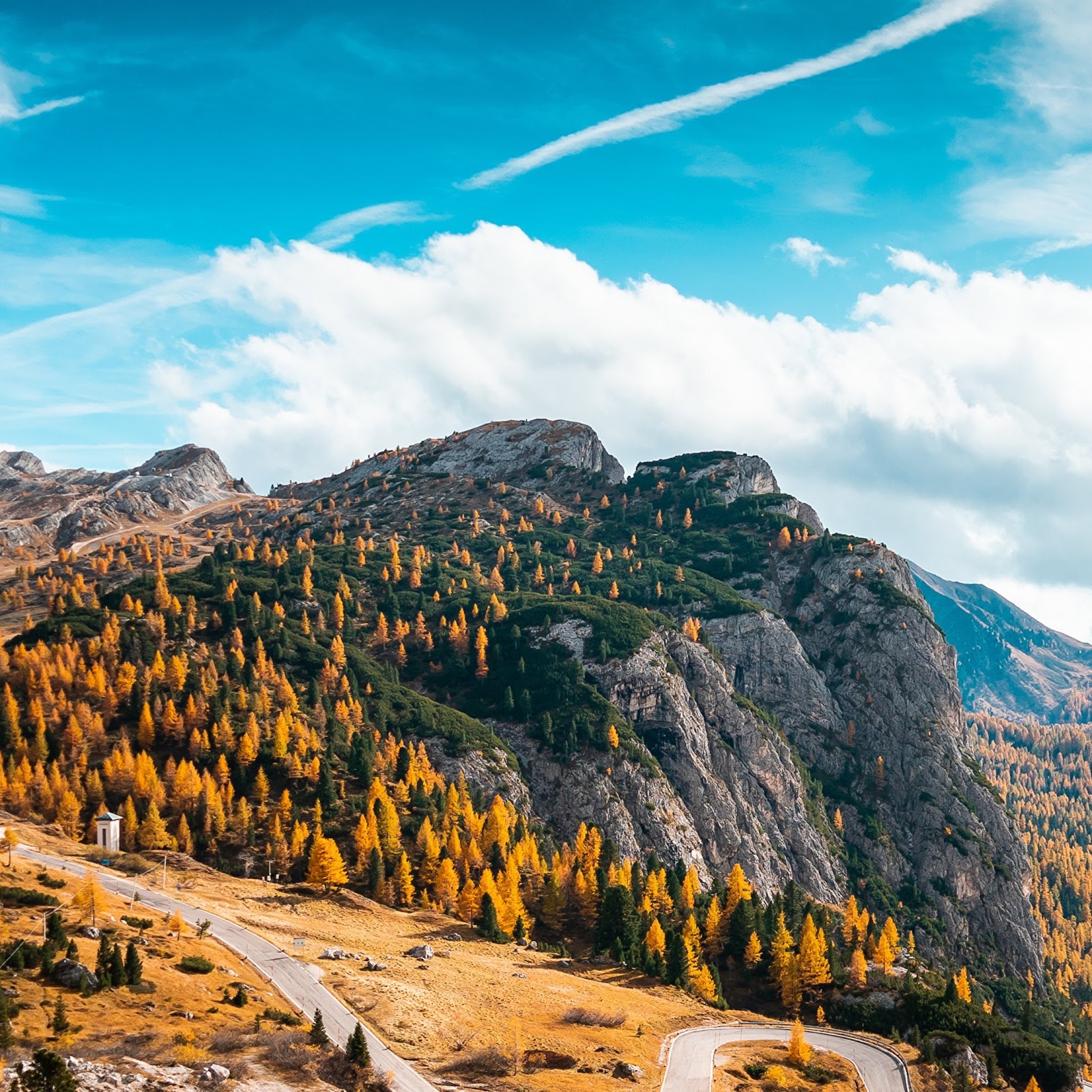 Download Dolomites, Autumn, Road, Mountains 4K iPhone