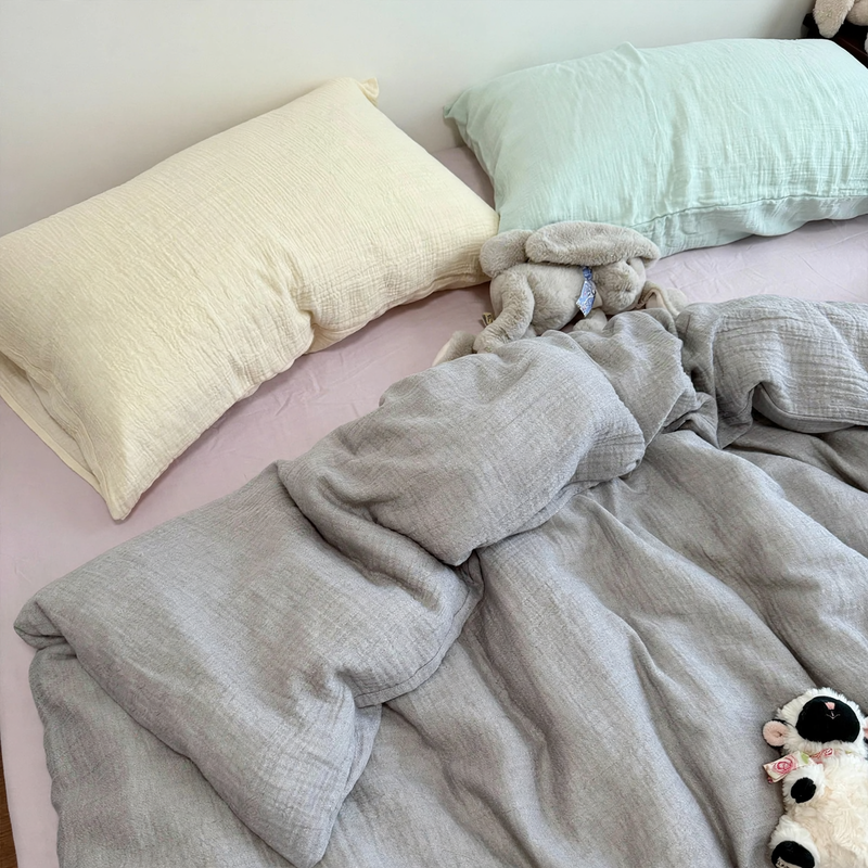 Cotton bed linen with double gauze structure