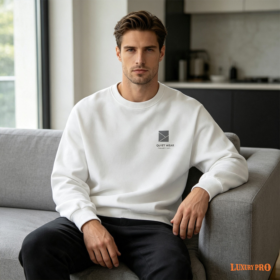 Allover Print Fleece Lined Crew Neck Sweatshirt Japanese Fabric - 300g
