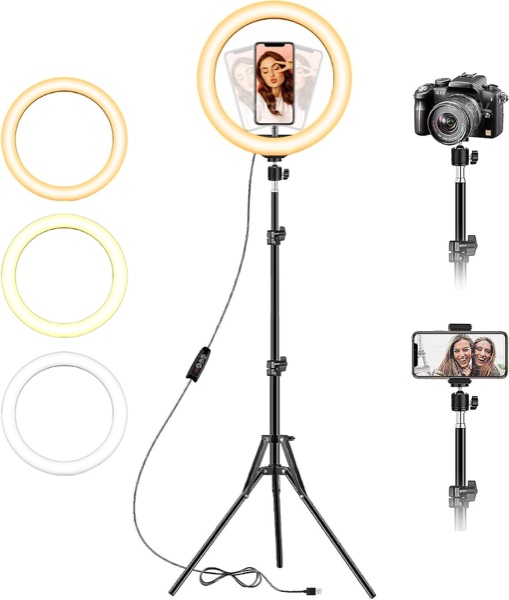 Aro de Luz LED 10.2 Pulgadas con Trípode Extensible a 136 cm y Mando Bluetooth