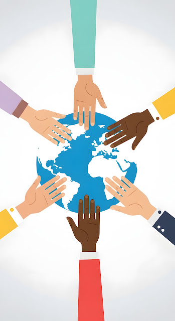 Diverse Hands Touching Globe Symbolizing Global Unity - Free mobile Wallpaper