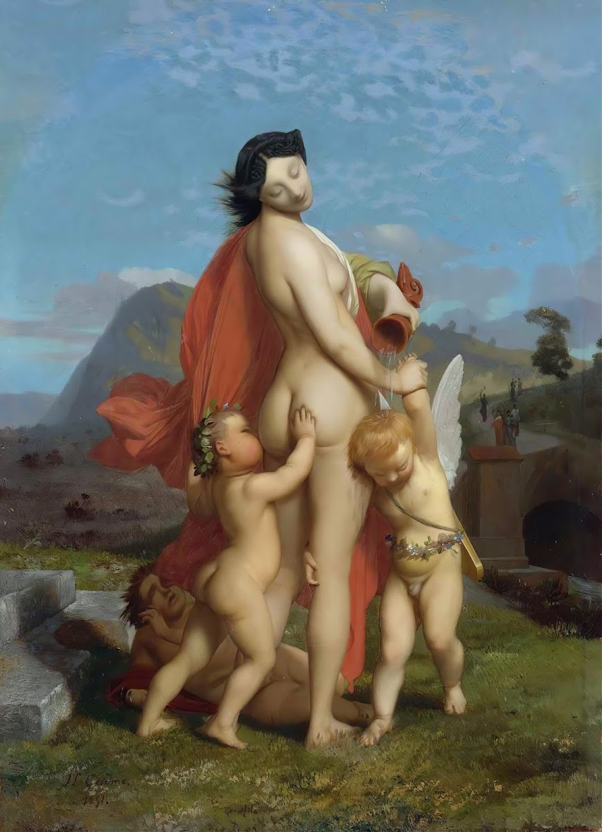 A Young Nymph Teased By Putti 1851