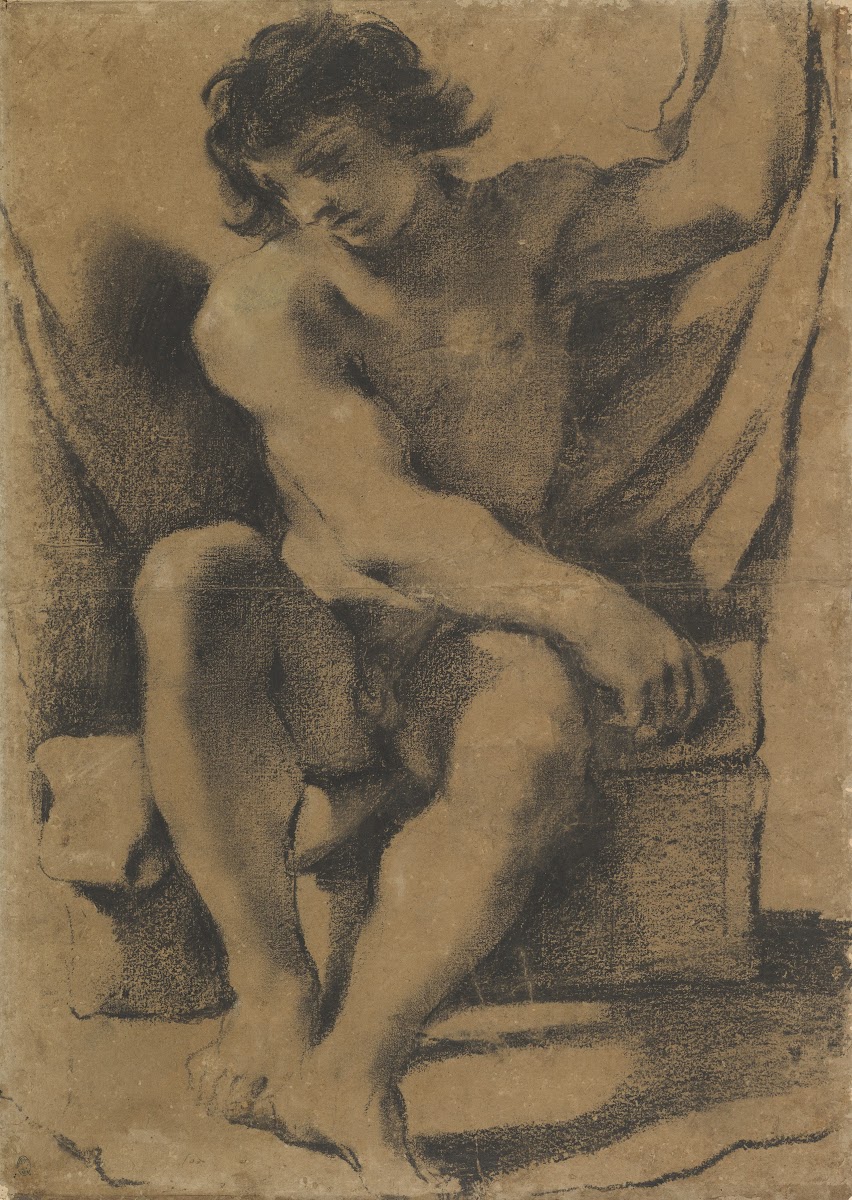 Seated Nude Young Man in Nearly Frontal View ca 1618