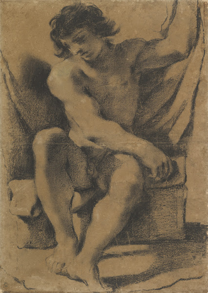 Seated Nude Young Man in Nearly Frontal View ca 1618