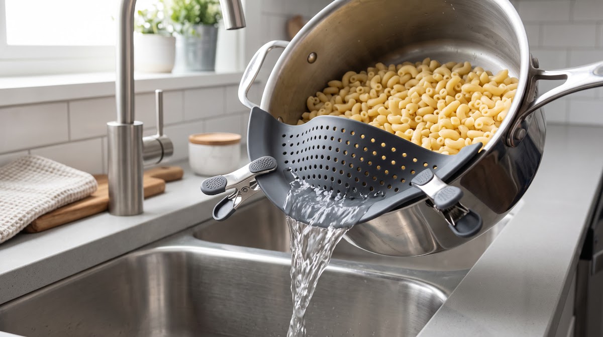 Best Clip-On Pot Strainers for Draining Pasta (2026) - BEST OVERALL — IN CONTEXT