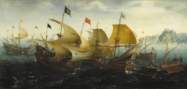 The Battle of Cadiz Dutch and English Ships Attack the Spanish Armada 1608