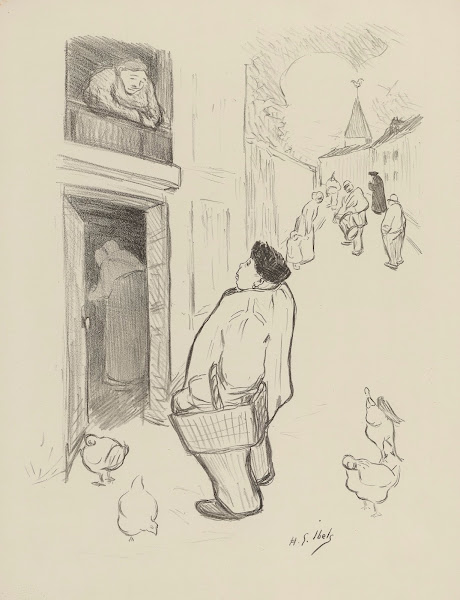 Homme dans la rue parlant avec une femme à son balcon 1895 1900