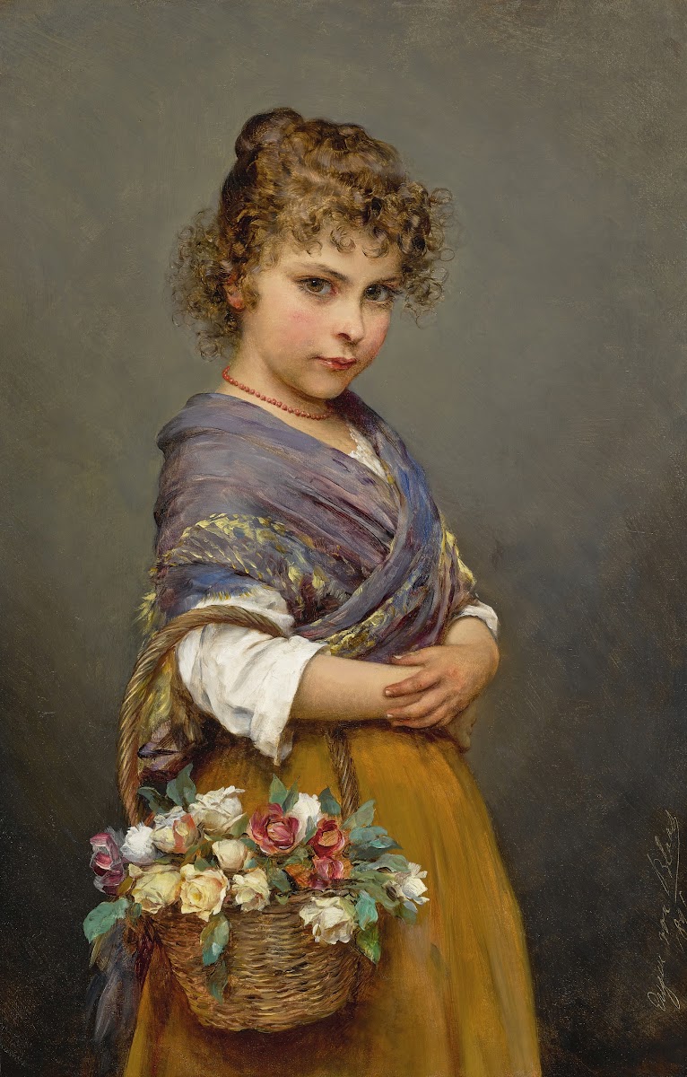 Young Girl With A Basket Of Flowers 1894