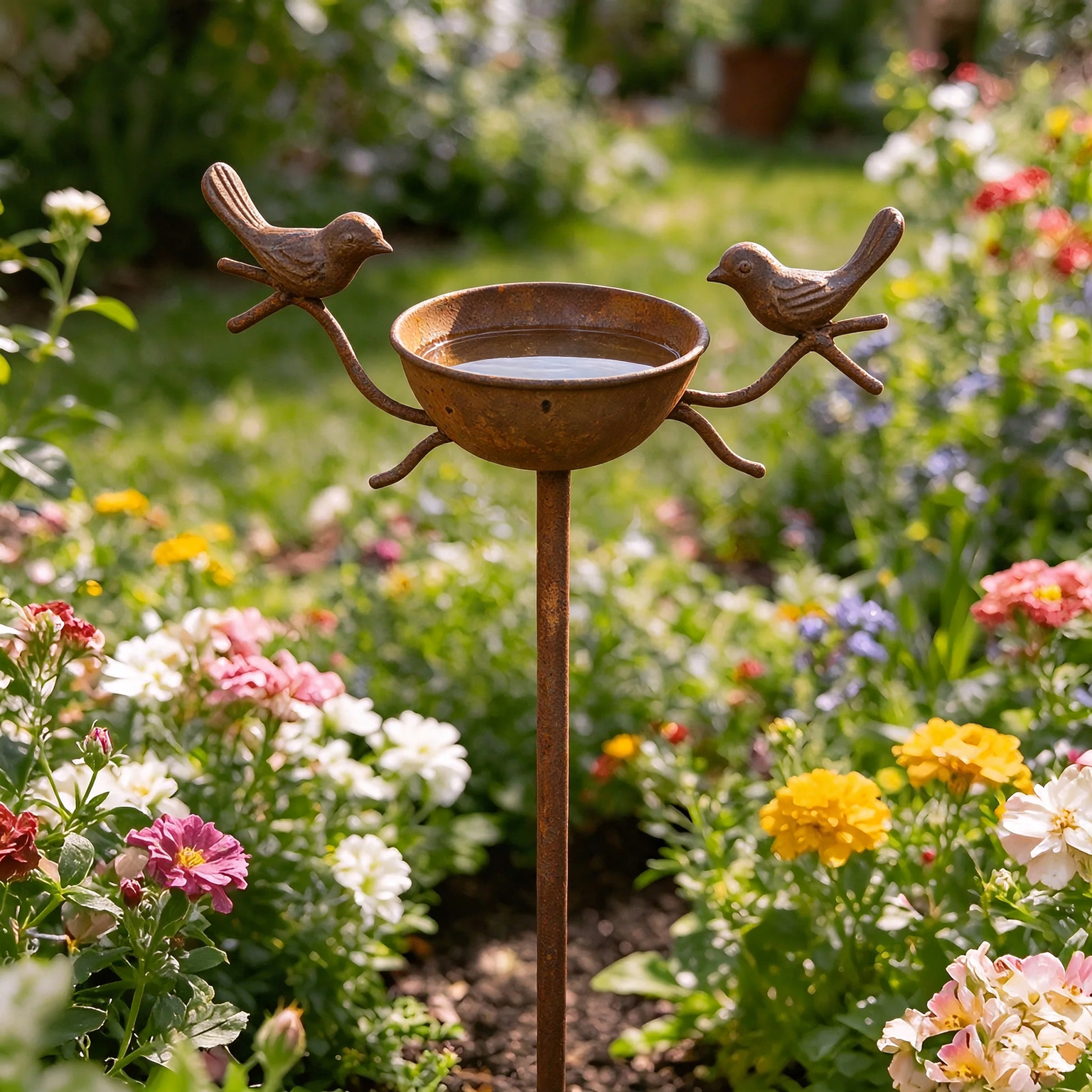 Rustic Birdbath Set made of Iron