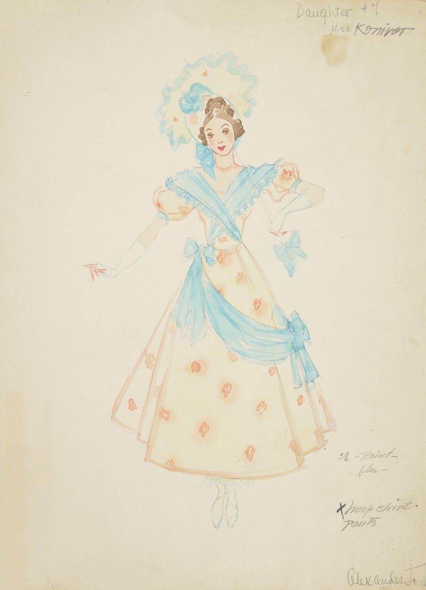 Pirates of Penzance Daughter 7 Yellow gown with orange print 1934 1943