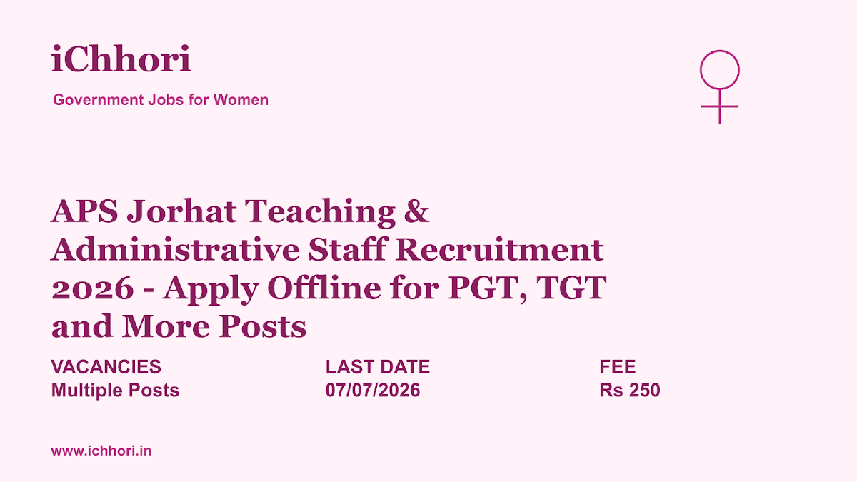 APS Jorhat Teaching & Administrative Staff Recruitment 2026 - Apply Offline for PGT, TGT and More Posts - iChhori