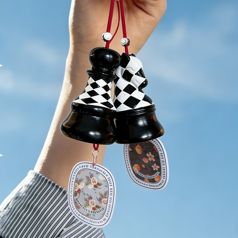 Air freshener for rearview mirror, checkerboard design