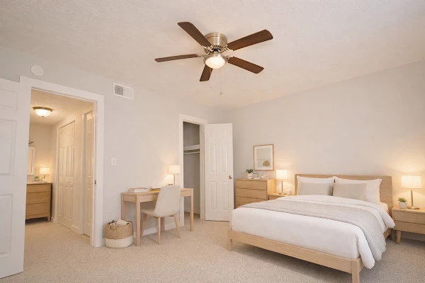 Staged three-bedroom kitchen at The Langston