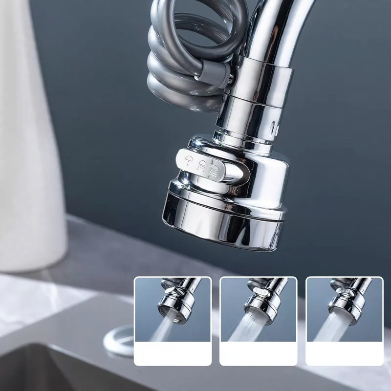 Retractable faucet attachment, 360° swivel