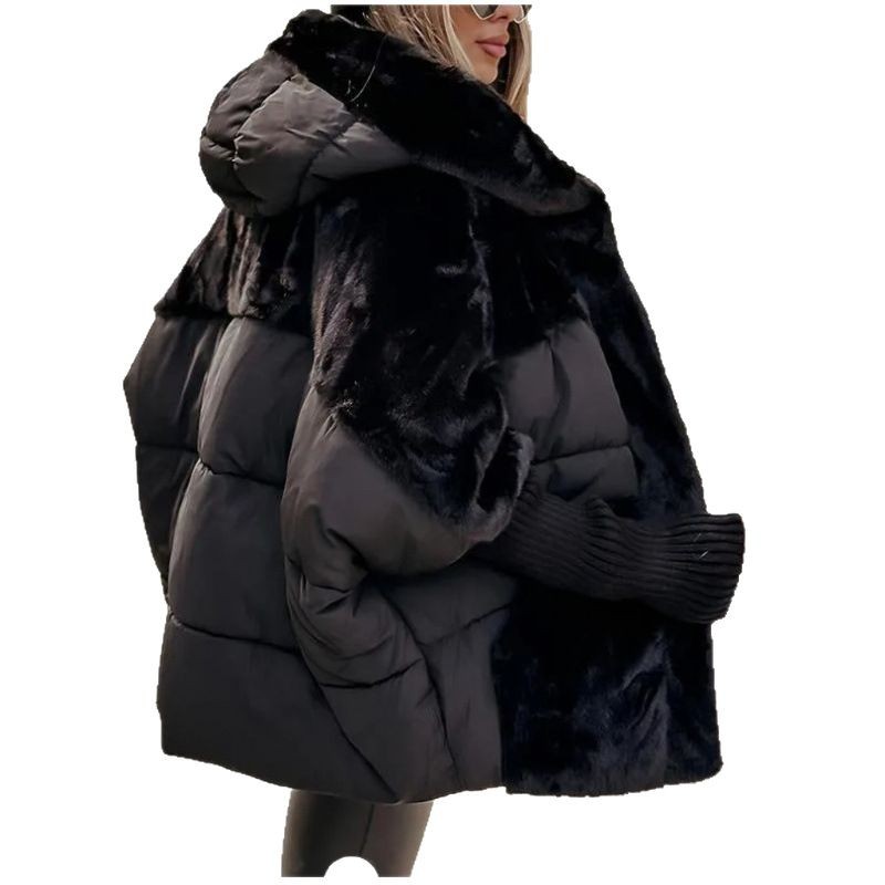 Women's puffer jacket, loosely fitted, with contrast details
