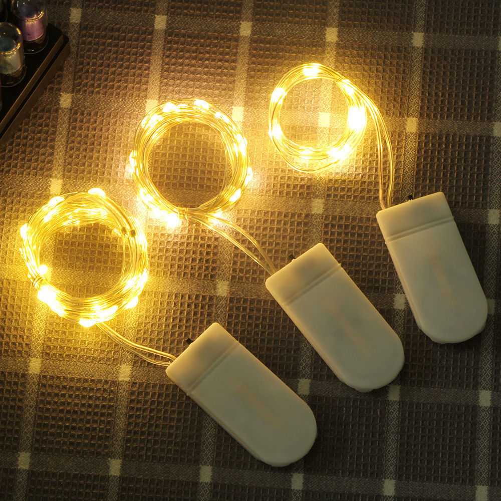 LED-Kupferdraht-Lichterkette mit Knopfzellen-Batterie