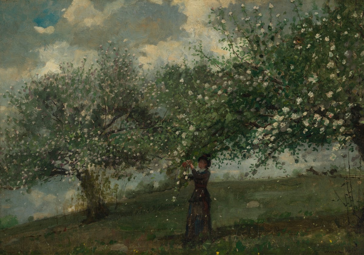Girl Picking Apple Blossoms 1879