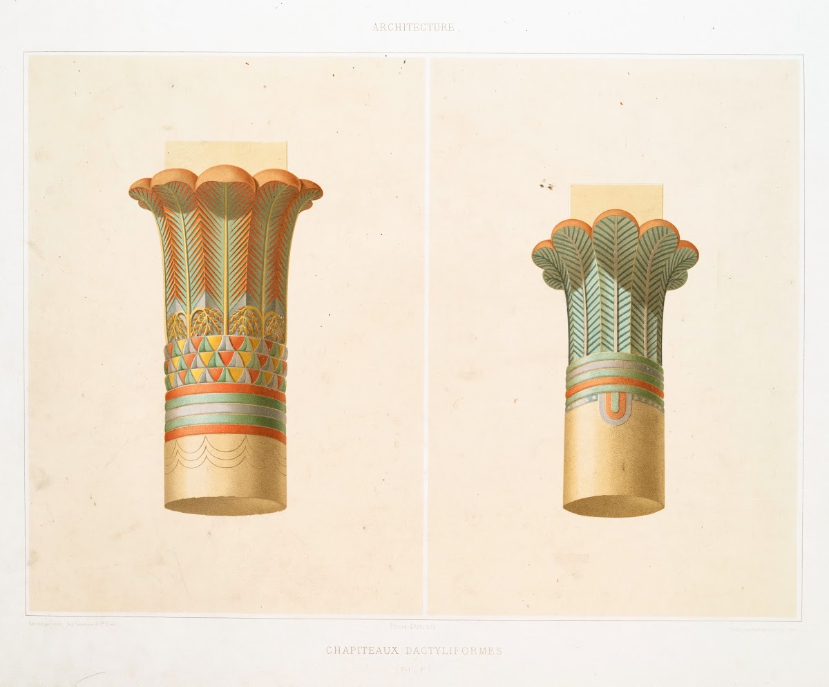 Architecture chapiteaux dactyliformes Temple de Philæ 1878