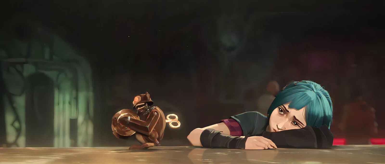 Powder And The Wind-Up Monkey - Animated Drama Scene 2K Wallpaper (3840x1632)