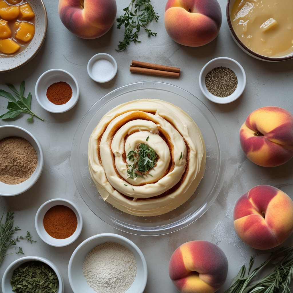 Ingredients for Peach Pie Cinnamon Roll Recipe - Easy Homemade Dessert Treat