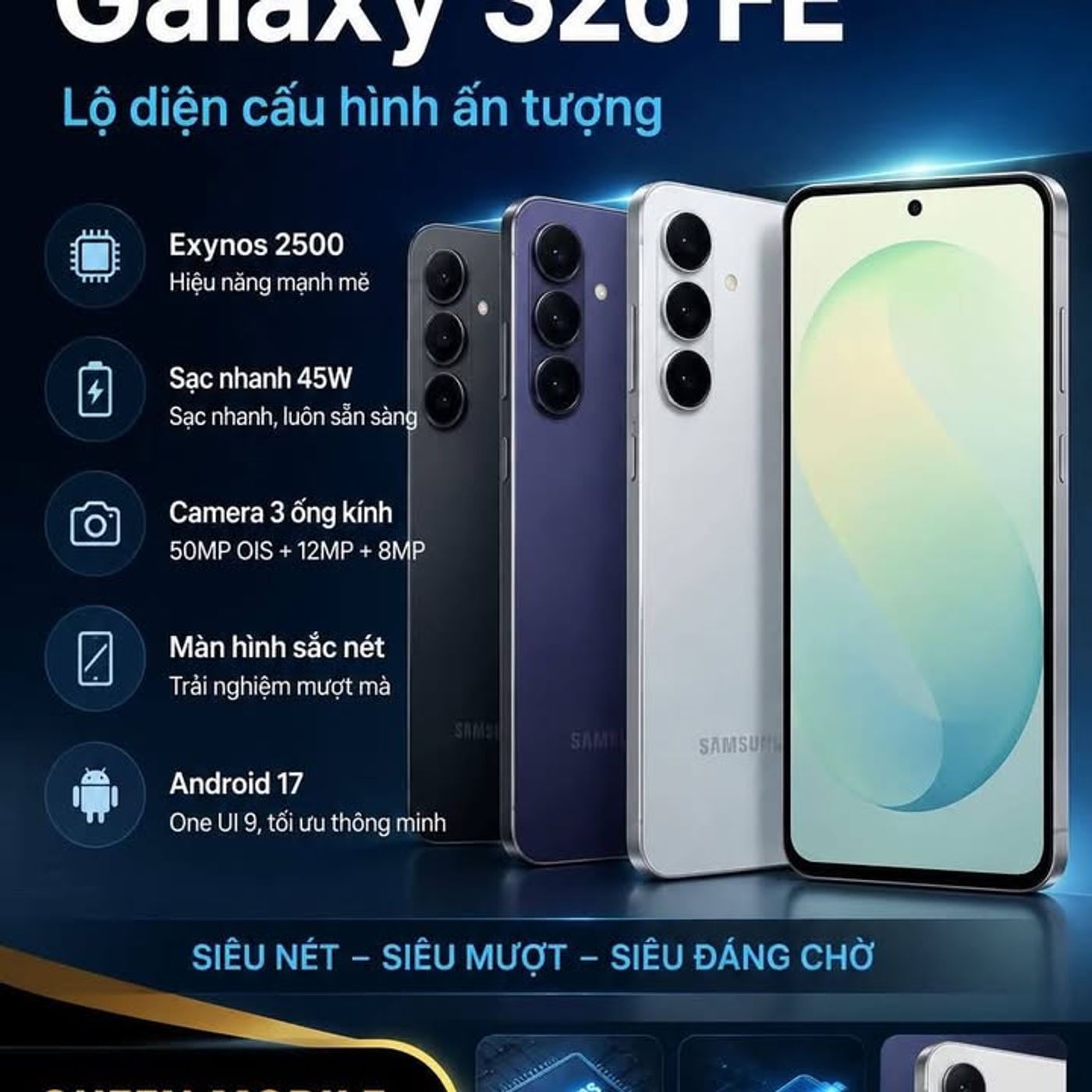 Samsung Galaxy S26 FE revealed through a series of new certifications and leaks, Exynos 2500 with 45W charging is the focus #Samsung #GalaxyS26FE #SamsungGalaxyS26FE #GalaxyS26 #Exynos2500 #OneUI9 #Andro