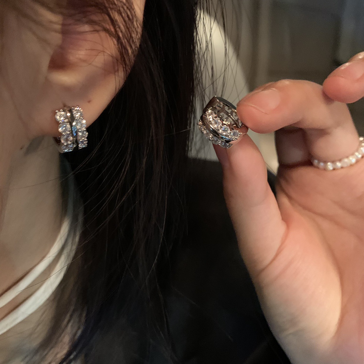 Earrings made of 925 silver with geometric design