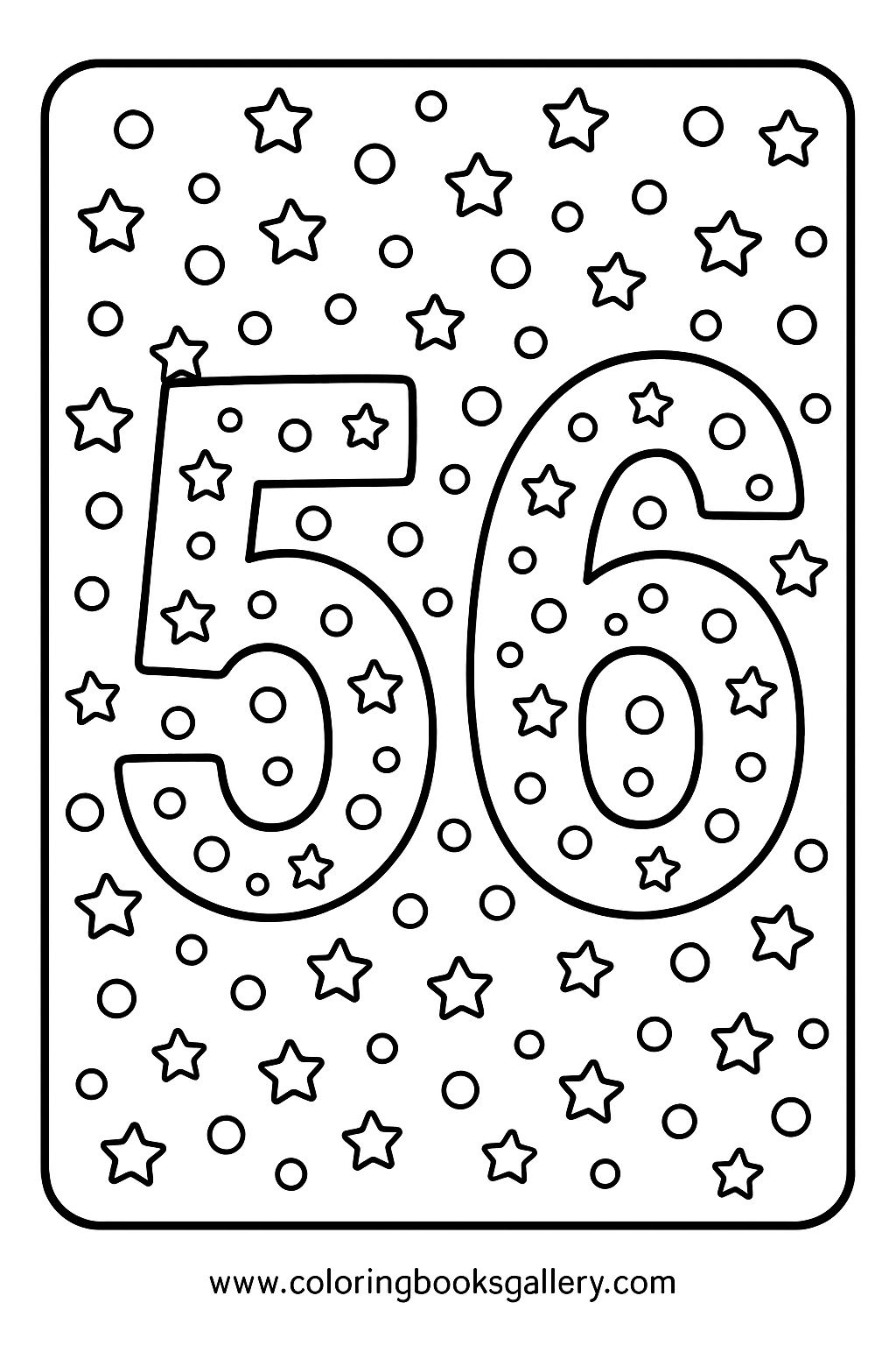 Number 56 Coloring Page for Kids – Simple A4 Printable Line Art – printable coloring page