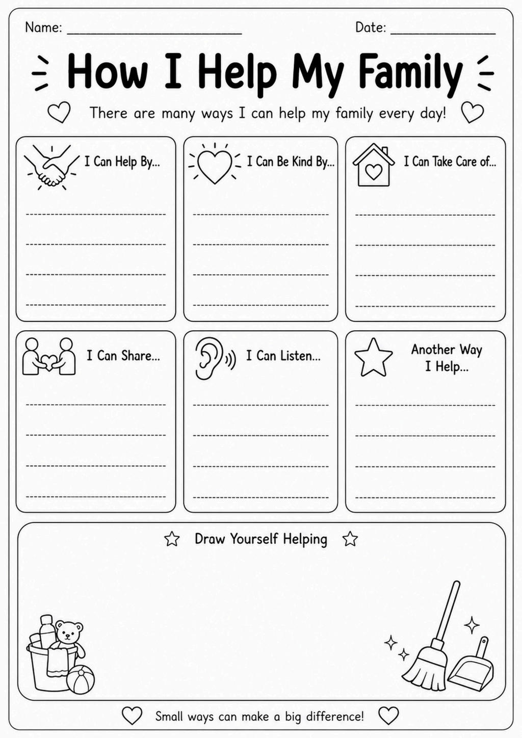 How I Help My Family Worksheet