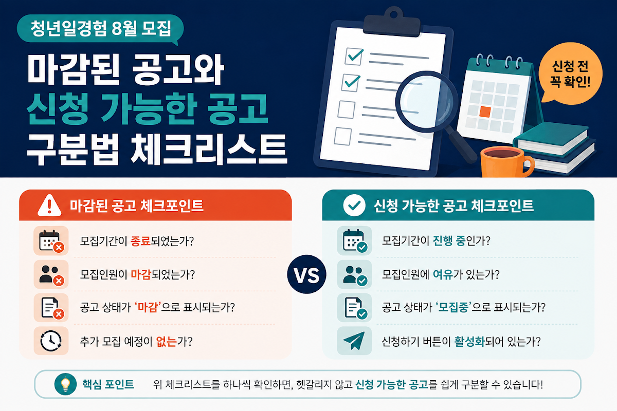 청년일경험 8월 모집 확인 절차 체크리스트
