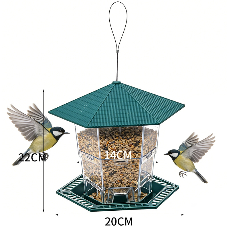 Hanging bird feeder for outdoor use