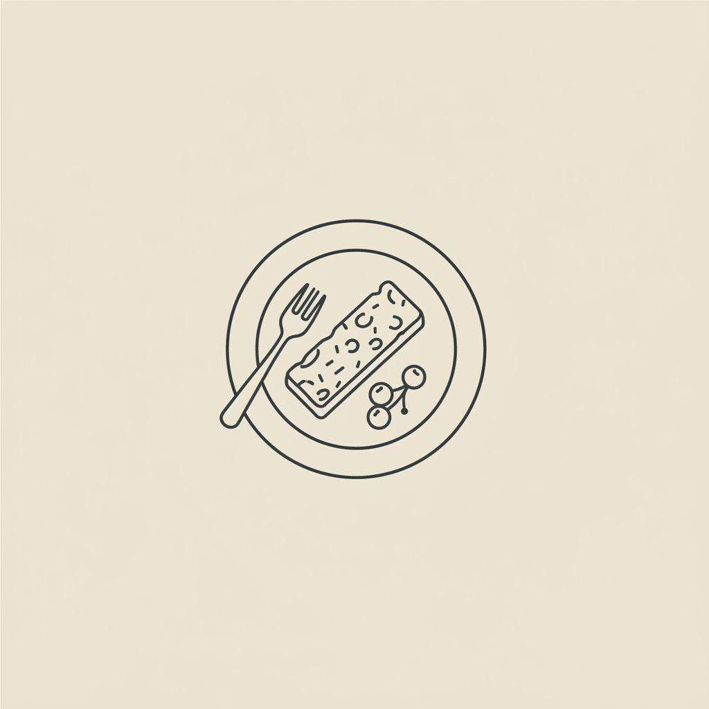Minimal Tonum-style line illustration of a plate with a protein bar, fork, and small berry cluster on a beige background — what happens if I eat a protein bar every day
