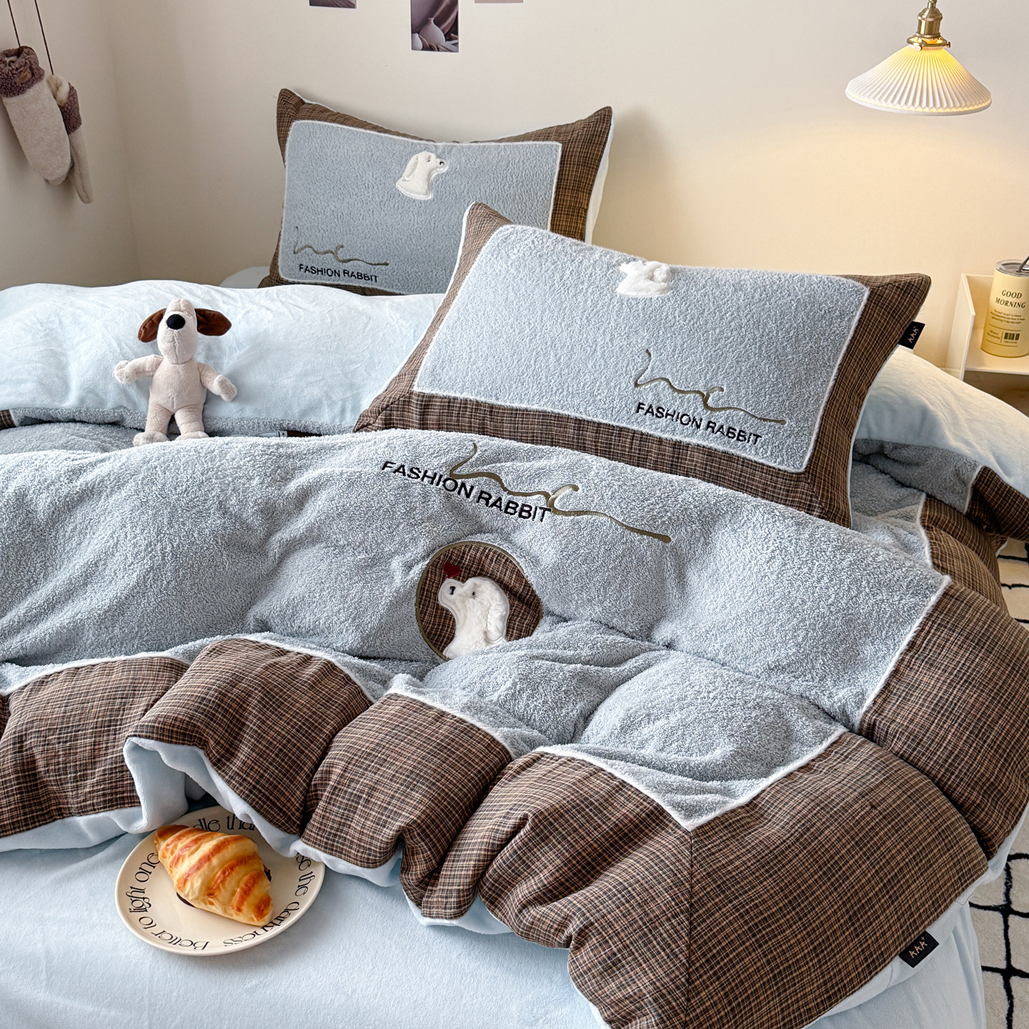 Milk fiber fleece bedding set, thickened, various sizes