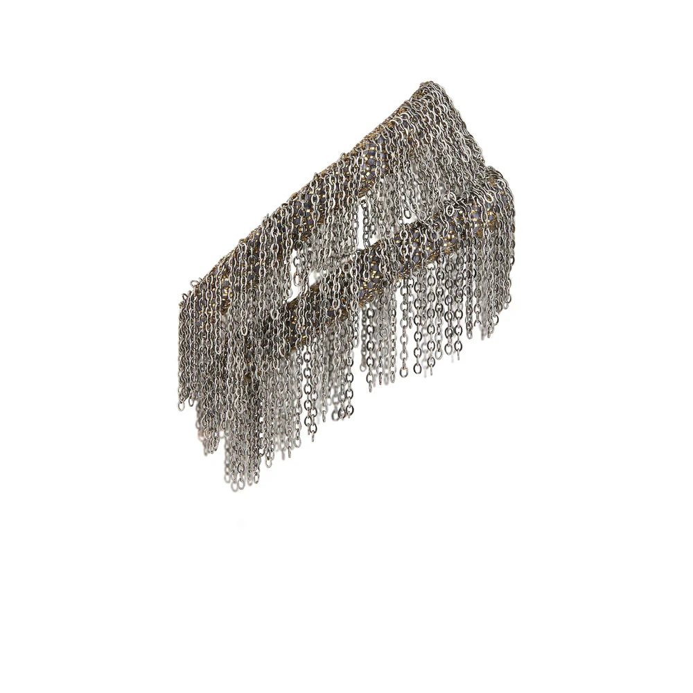 Черный чокер-браслет с бахромой