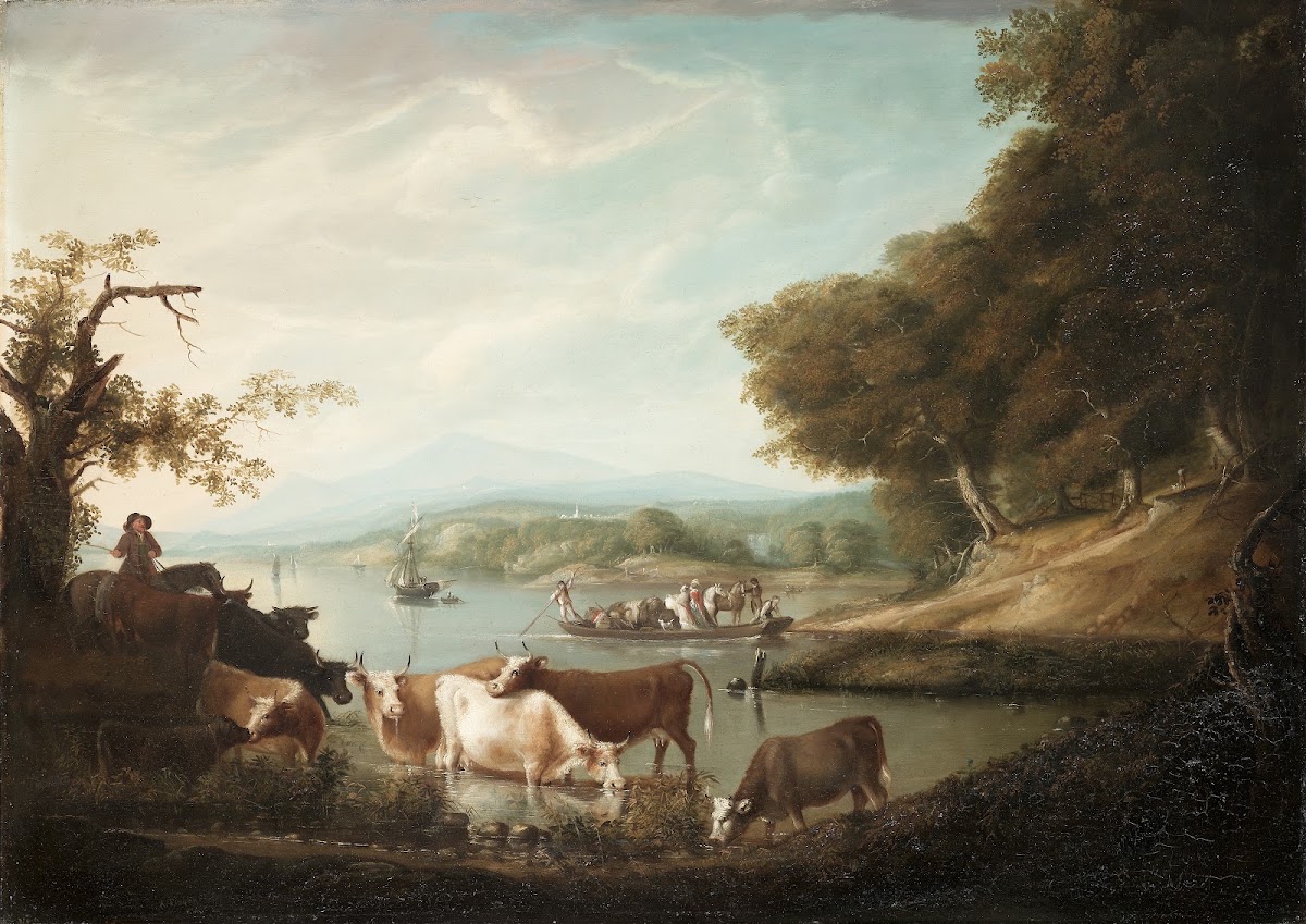 A Calm Watering PlaceExtensive and Boundless Scene with Cattle 1816