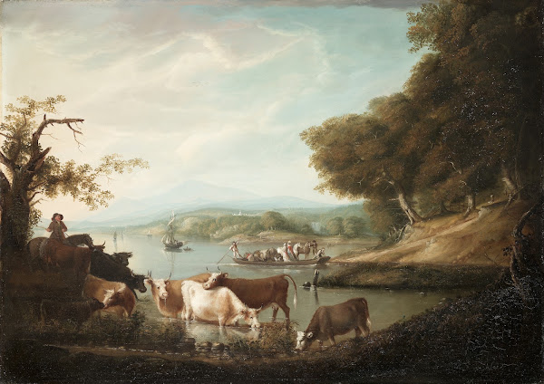 A Calm Watering PlaceExtensive and Boundless Scene with Cattle 1816