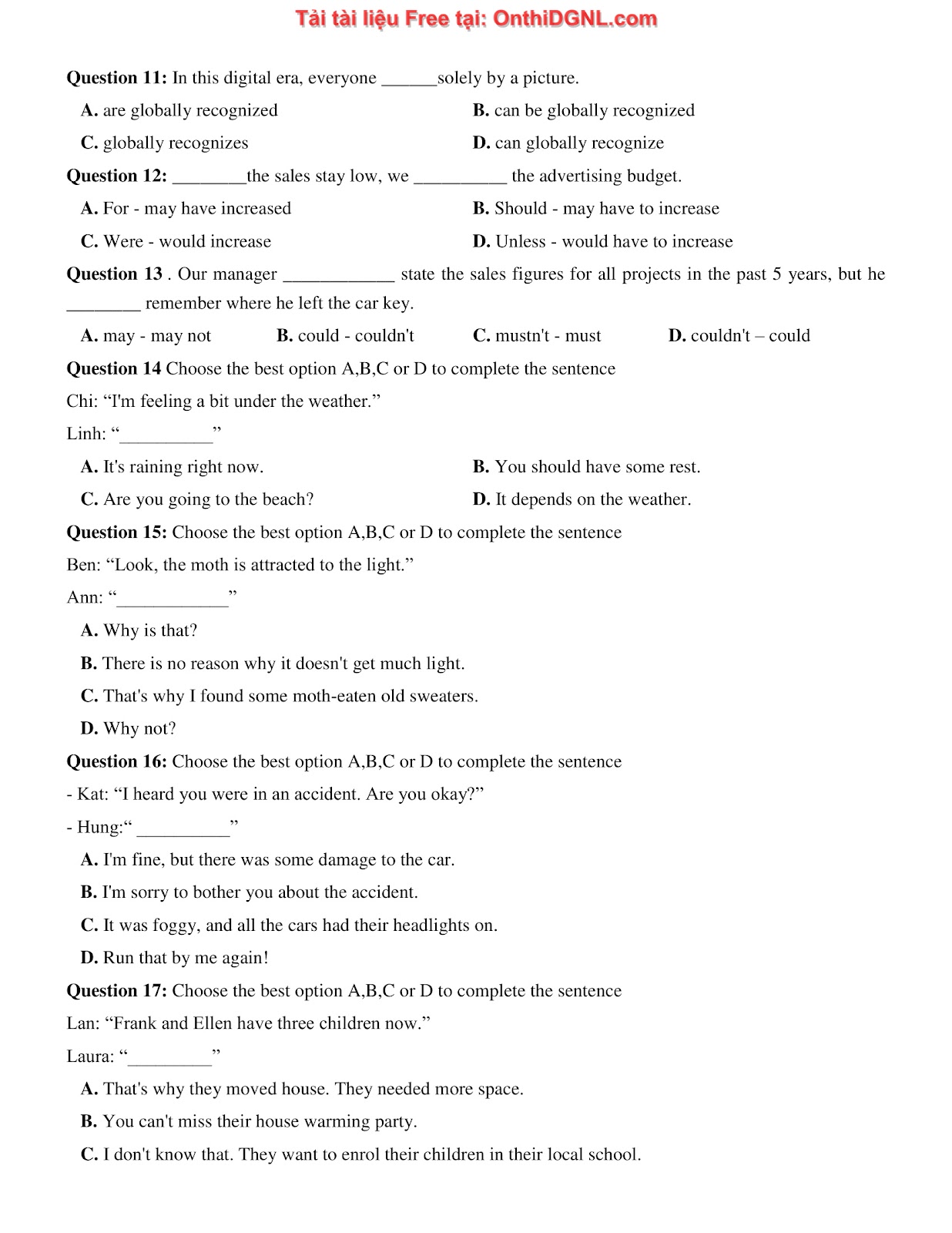 660 bài tập môn Tiếng Anh - Ôn thi ĐGNL ĐHBK Hà Nội Phần 10