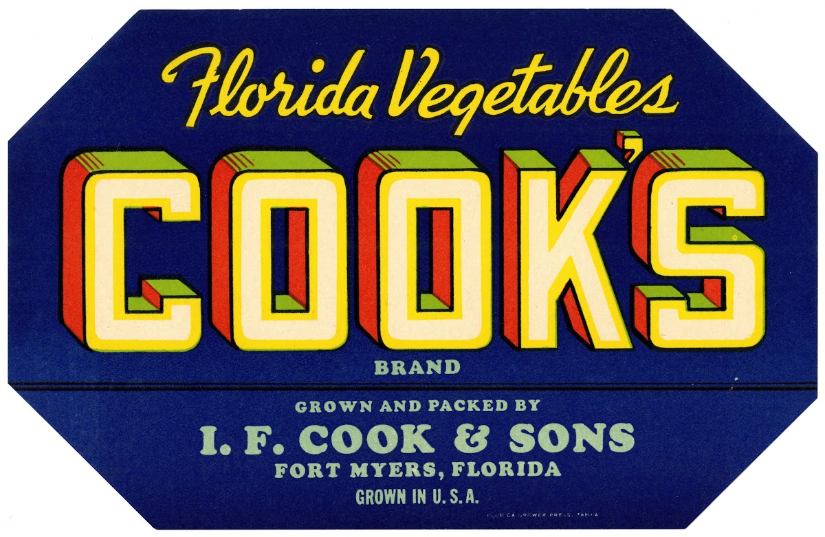 Cooks Brand Florida Vegetables  Blue Label 1930 1950