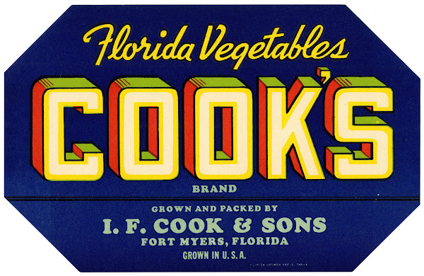 Cooks Brand Florida Vegetables  Blue Label 1930 1950