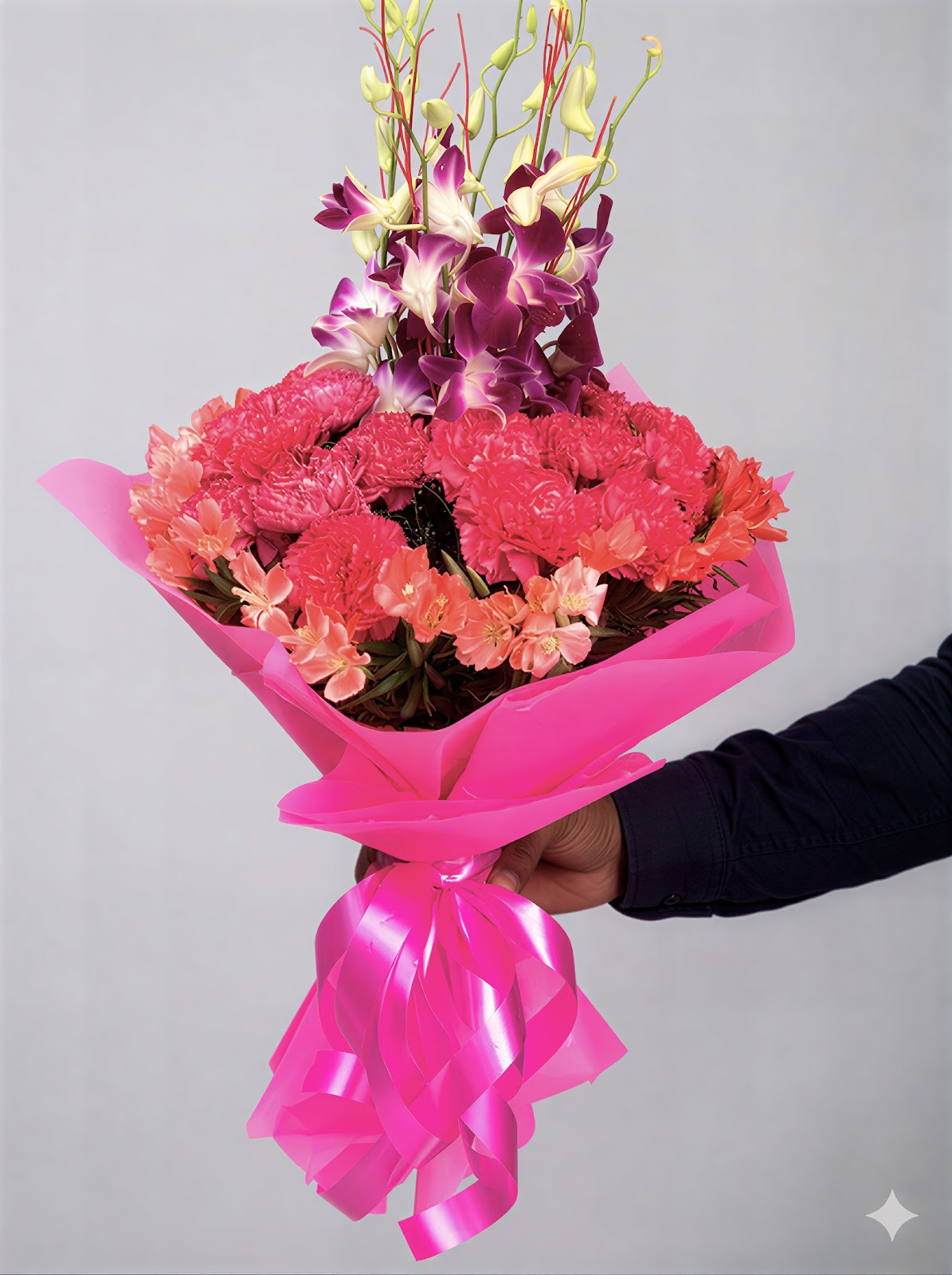 Orchid Carnival Mix Bouquet — Fresh Bouquet Delivery Ghaziabad Rose n Petals