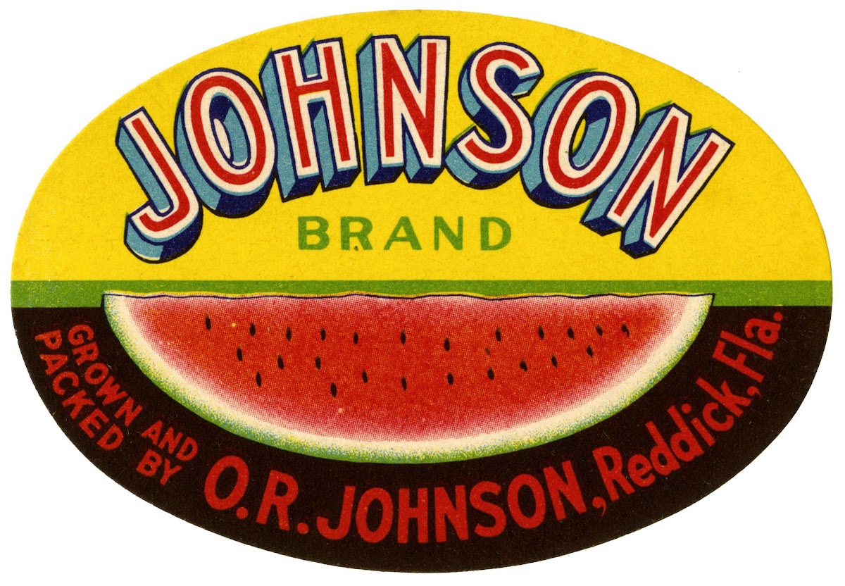 Johnson Brand Watermelon Label 1930 1950