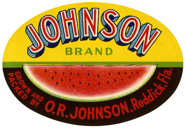 Johnson Brand Watermelon Label 1930 1950