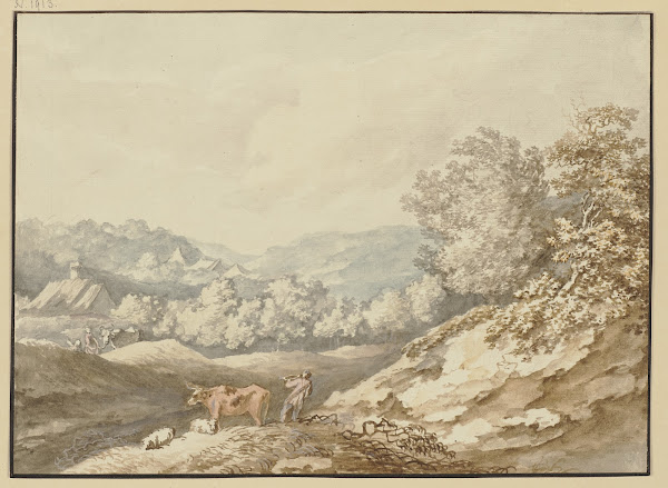 Mittelgebirgslandschaft mit einem Dorf im Mittelgrund