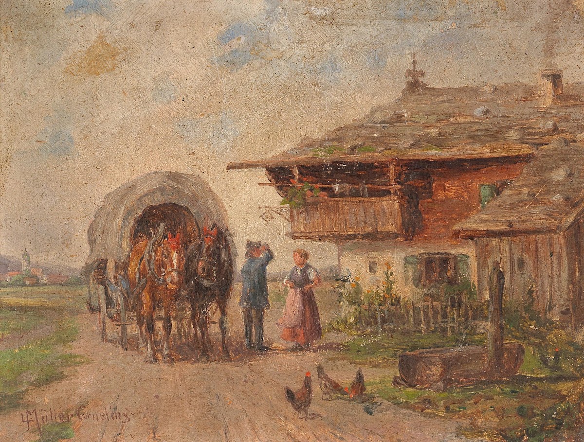 Haymaking a horsecart