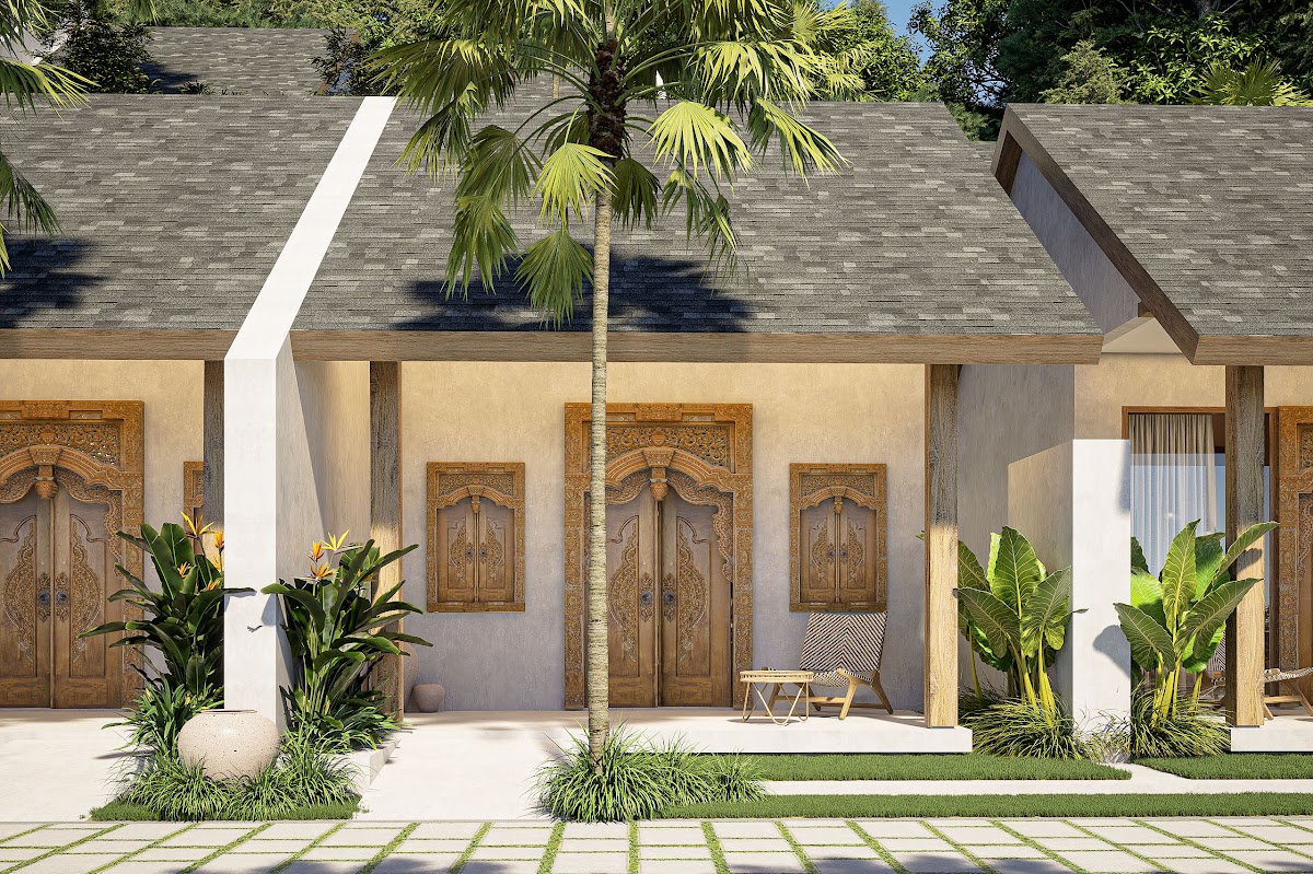 Exterior villa render 6, Buahan Villas senior living community, Ubud, Bali