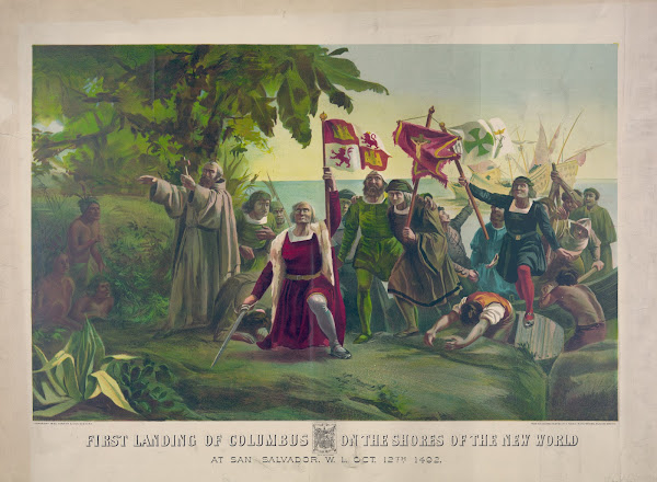 First landing of Columbus on the shores of the New World At San Salvador WI Oct