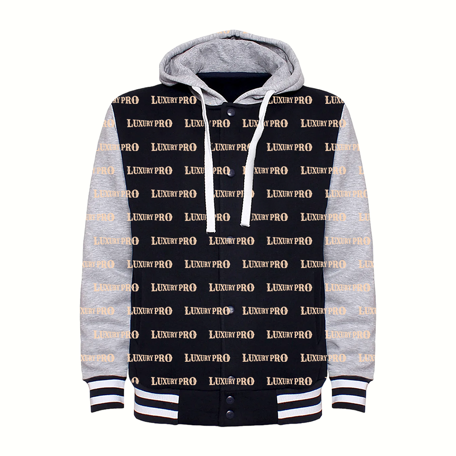 AOP hooded baseball jacket