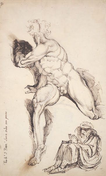 Male nude and seated hermit ca17901800