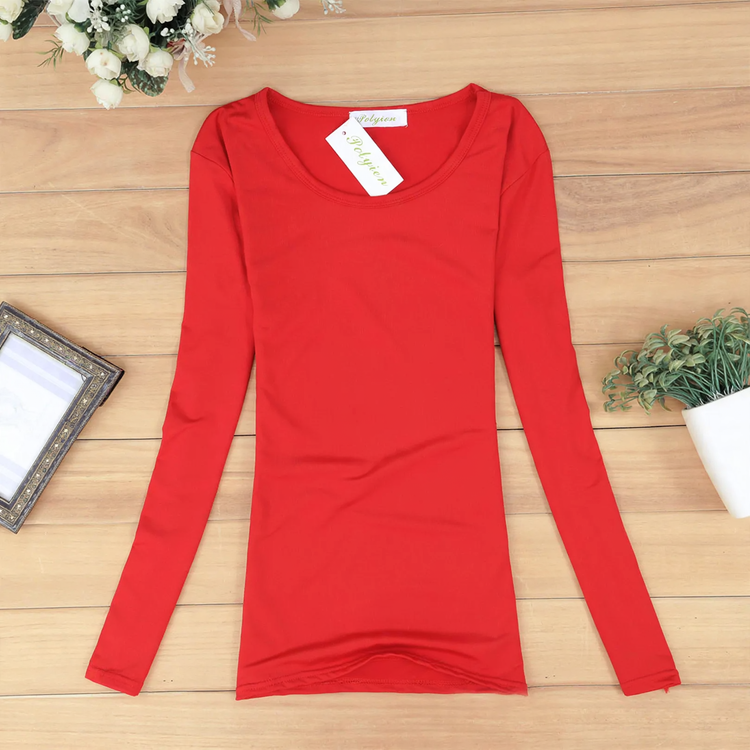 Women's Long Sleeve T-Shirt, Solid Color
